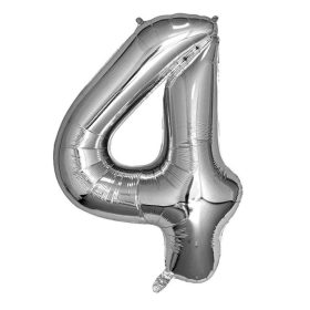 4-es Szám Óriás Fólia Lufi Ezüst 105cm