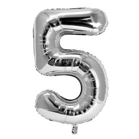5-ös Szám Óriás Fólia Lufi Ezüst 105cm
