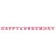 Happy Birthday banner, rózsaszín mintás
