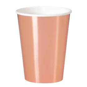 Rosegold fényes party papír pohár 250ml 12db-os
