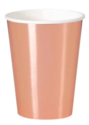 Rosegold fényes party papír pohár 250ml 12db-os
