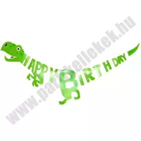 Dínós, T-Rex Happy Birthday banner DIY - zöld