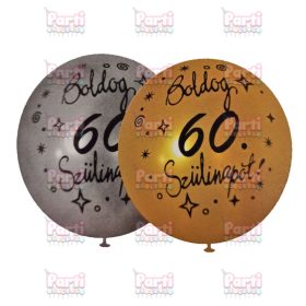 60-as születésnapi lufi arany-ezüst színben 30cm (5db)