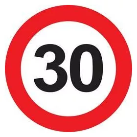   30-as Számos Sebességkorlátozó Szülinapi Tábla - 40 cm KARTON