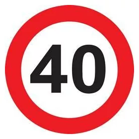   40-es Számos Sebességkorlátozó Szülinapi Tábla - 40 cm KARTON