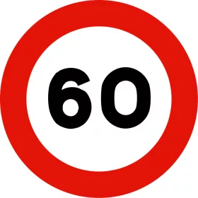   60-as Számos Sebességkorlátozó Szülinapi Tábla - 40 cm KARTON
