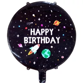 Űrhajós szülinapi Happy Birthday fólia lufi 45cm