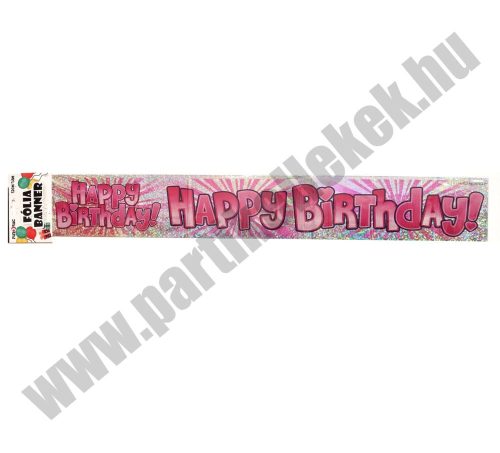 Happy Birthday fólia banner, rózsaszín