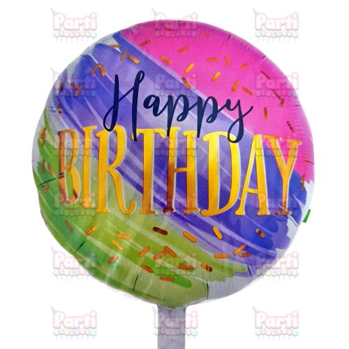 Happy Birthday színes nyalóka fólia lufi, 45cm