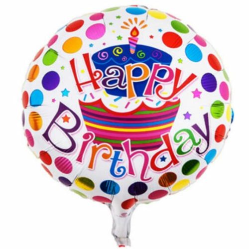 Tortás Happy Birthday fólia lufi 45cm