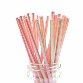   Irizáló, Rózsaszín színű fényes papír szívószál 25db-os