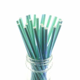   Irizáló, Türkiz színű fényes papír szívószál 25db-os