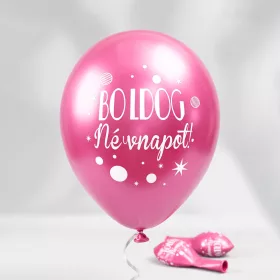 Boldog névnapot lufi rózsaszín színű 30cm (5db/csomag)