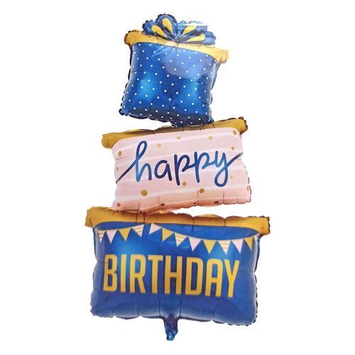 Óriási Happy Birthday kék fólia lufi 124cm