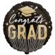 Congrats Grad! fekete-arany sapkás ballagási fólia lufi 45cm