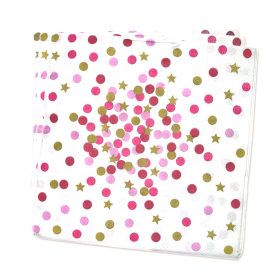   Rózsaszín lányos pöttyös-csillagos party papír szalvéta 33x33cm 16db