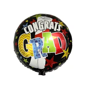   Congrats Grad fekete-színes vidám ballagási fólia lufi 45cm