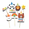 Mosolygós csillagos happy birthday szülinapi sütibeszúró 7db 16,5cm