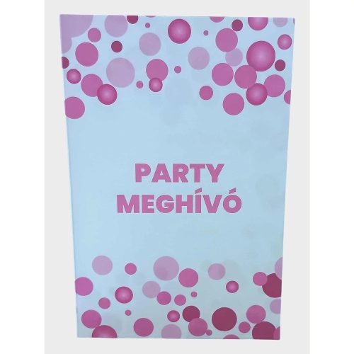 Rózsaszín lányos pöttyös party meghívó 6db