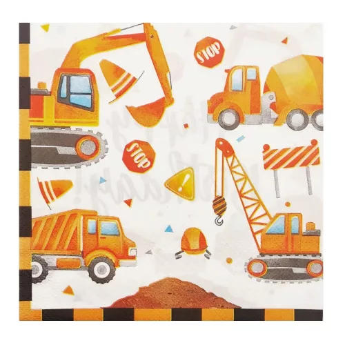 Munkagépek szülinapi party papir szalvéta 32x32cm, 16 db-os