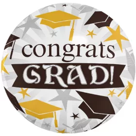 Congrats Grad! arany-ezüst ballagási fólia lufi 45cm