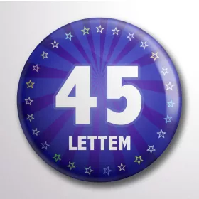 Kitűző 45. születésnapra kék színben