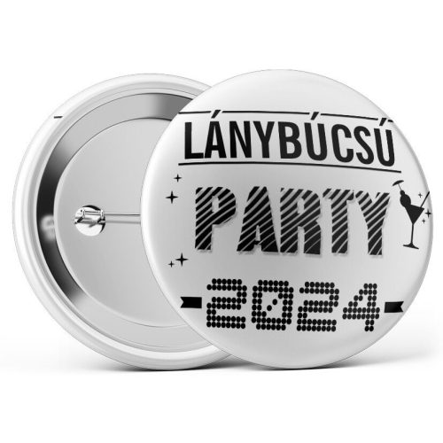 Lánybúcsú Party 2024 kitűző fehér