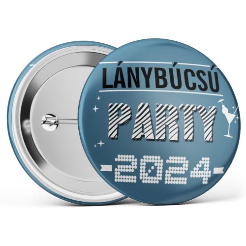 Lánybúcsú Party 2024 kitűző kék