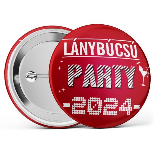 Lánybúcsú Party 2024 kitűző piros