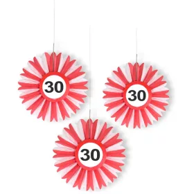  30-as Sebességkorlátozó Szülinapi Méhsejt Papír Dekoráció - 3 db-os