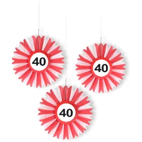   40-es Sebességkorlátozó Szülinapi Méhsejt Papír Dekoráció - 3 db-os