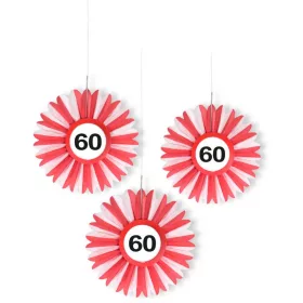   60-as Sebességkorlátozó Szülinapi Méhsejt Papír Dekoráció - 3 db-os