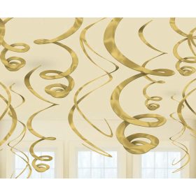 Arany Spirális Függő Dekoráció - 56 cm, 12 db-os