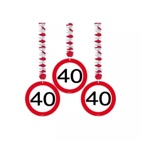   40-es Sebességkorlátozó Szülinapi Parti Függő Dekoráció - 3 db-os
