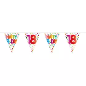   18-as Rainbow Dots - Színes Pöttyös Szülinapi Számos Parti Zászlófüzér - 10 m