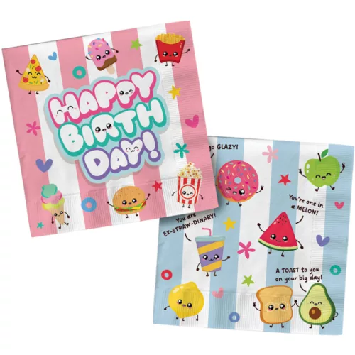 Happy Birthday Kawaii Szülinapi Parti Szalvéta - 33 cm, 20 db-os
