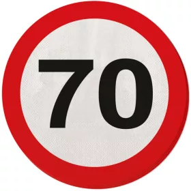   70-es Számos Sebességkorlátozó Szülinapi Parti Szalvéta - 30 cm, 20 db-os