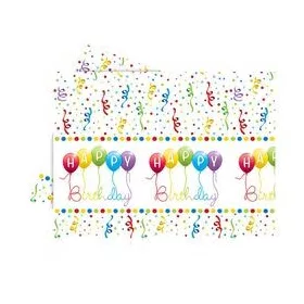   Happy Birthday Streamers - Szülinapi Parti Asztalterítő - 180 cm x 120 cm