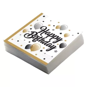   Elegáns Léggömbös Happy Birthday Szülinapi Parti Szalvéta - 33 cm x 33 cm, 20 db-os