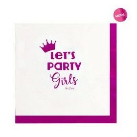   Let's Party Girls Rózsaszín Papír Szalvéta Lánybúcsúra - 33 x 33 cm, 16 db