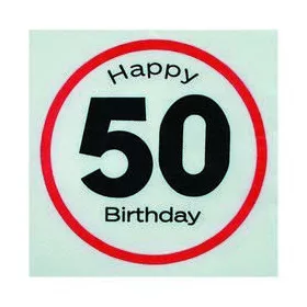   Happy Birthday 50-es Sebességkorlátozó Szülinapi Parti Szalvéta - 33 x 33 cm, 20 db-os