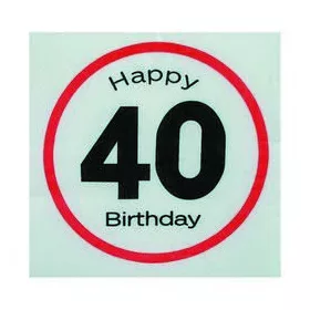   Happy Birthday 40-es Sebességkorlátozó Szülinapi Parti Szalvéta - 33 x 33 cm, 20 db-os