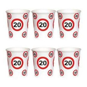   20-as Sebességkorlátozó Számos Szülinapi Papír Parti Pohár - 250 ml, 6 db-os