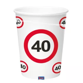   40-es Sebességkorlátozó Számos Szülinapi Papír Parti Pohár - 250 ml, 6 db-os