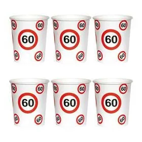   60-as Sebességkorlátozó Számos Szülinapi Papír Parti Pohár - 250 ml, 6 db-os
