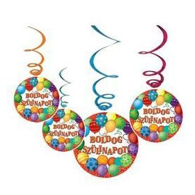   Boldog Szülinapot Léggömbös Parti Függő Dekoráció - 6 db-os