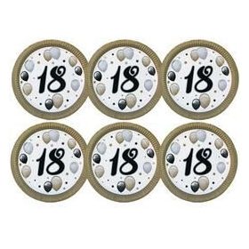   18-as Számos Szülinapi Elegáns Léggömbös Parti Papír Tányér, 23 cm-es, 6 db-os
