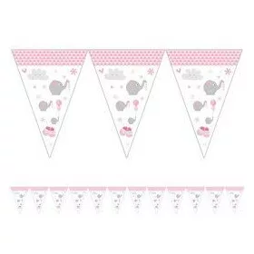 Rózsaszín Elefántos Parti Zászlófüzér - 5 m