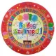 Boldog Szülinapot Színes Parti Tányér - 24 cm-es, 6 db-os