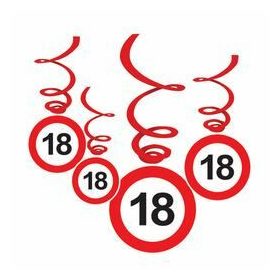   18-as Sebességkorlátozó Szülinapi Függődekoráció - 6 db-os